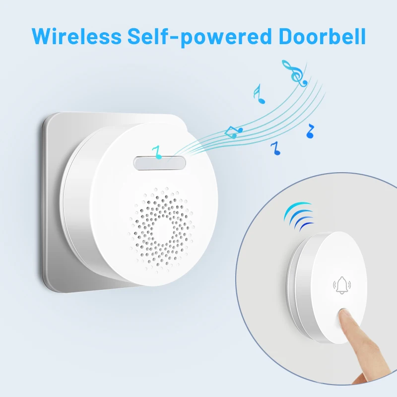 Smart Wireless Doorbell Self-Powered Doorbell  Built-in 36 Selectable Ringtones No-Battery 150M Long-Distance Reception