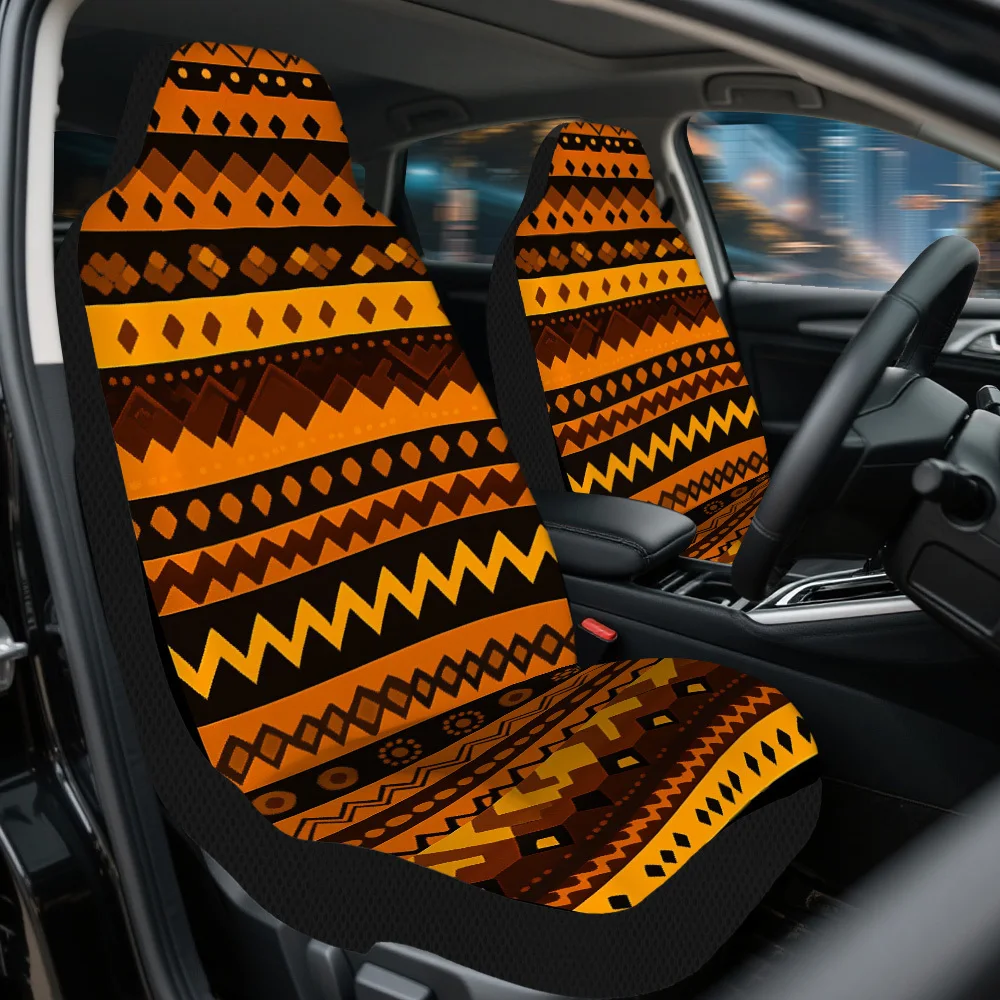 2pcs Geometric Tribal Stripe Car Seat Cover Set – Universal Fit For Most Cars, High-Quality Durable Seat Protectors, Stylish Fro