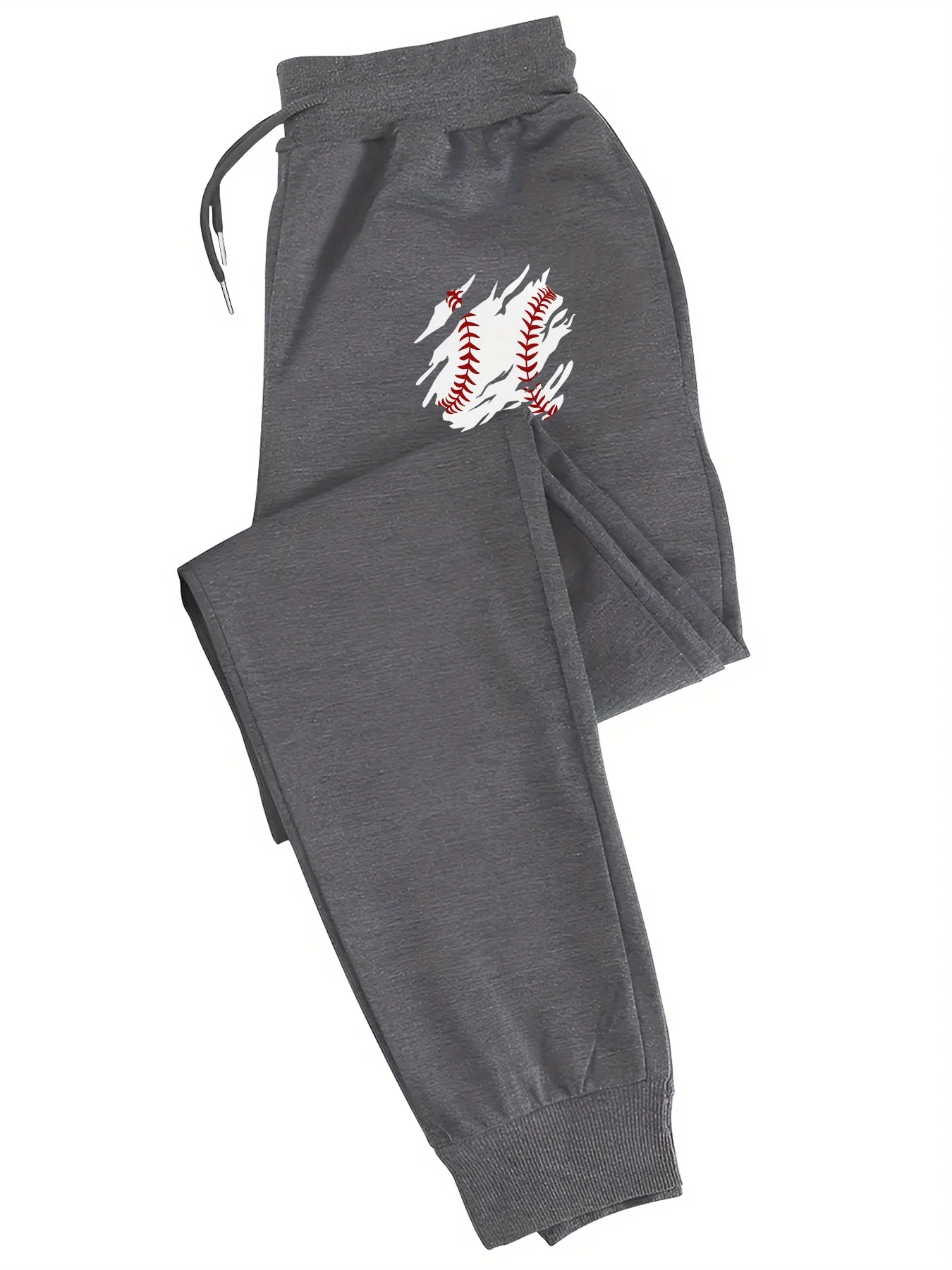 Men's Casual Sports Drawstring Sweatpants with Geometric Element Printing, Casual and Comfortable Jogging Fleece Sweatpants