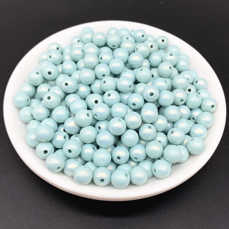 50pcs Matte Round Acrylic Beads Straight Hole Loose Spacer  Necklace Bracelet Pendant Earrings Jewelry Making DIY