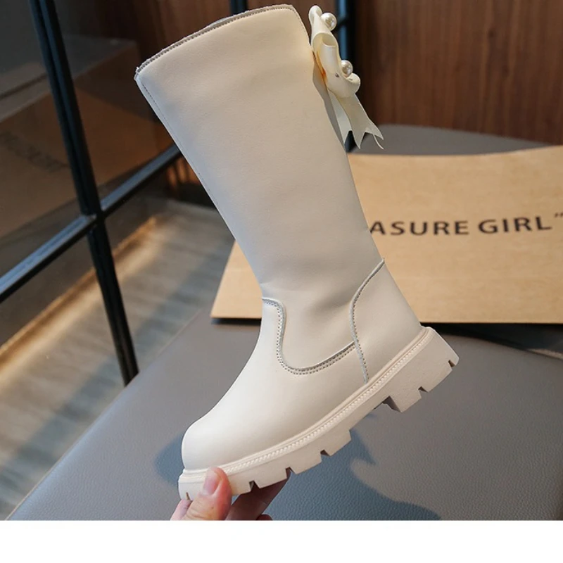 

Длинные сапоги для девочек, модные детские сапоги до середины икры из мягкой кожи, осенне-зимние непромокаемые высокие сапоги принцессы, детская обувь