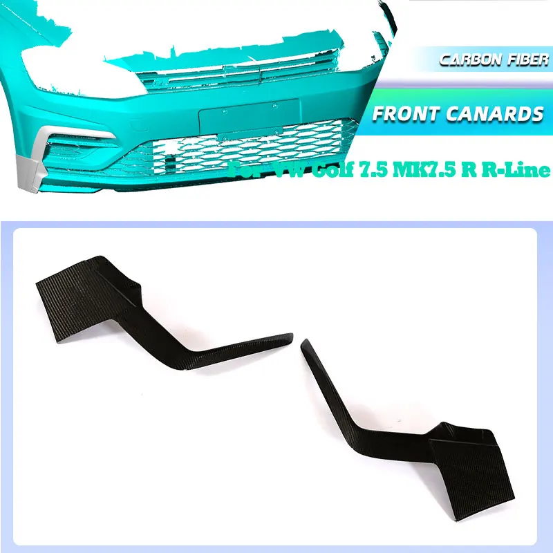 

Carbon Fiber Car Front Bumper Splitters Fins for VW Volkswagen Golf 7.5 MK7.5 R R-Line 2018-2020 Front Canards Air Vent Trim FRP