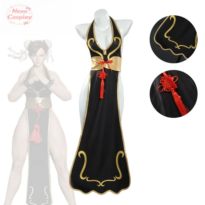 Street Fighter Chun-Li Cosplay Costume Battle suit cosplay black qipao character women's clothing NexoCosplay view 2