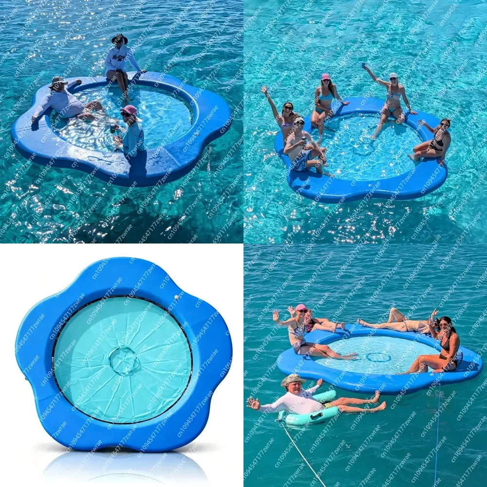 Heavy Duty Drop Stitch PVC Inflatable Water Hammock Portable Floating Platform Family Party Use for Lake and Ocean