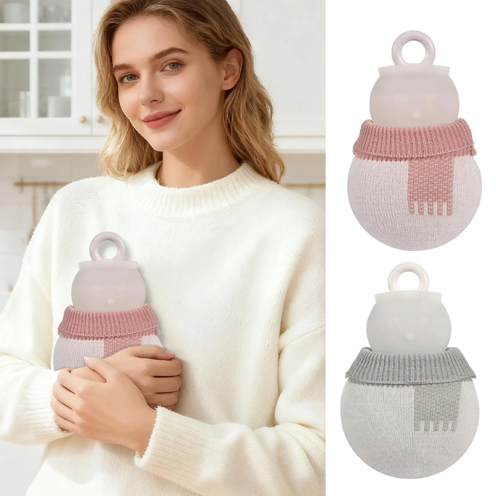 Hot Bottle 320ml Leak-Proof Snowman Pack With Cover Silicone Water Bag For Women Home Travel Winter Cold Weather Christmas