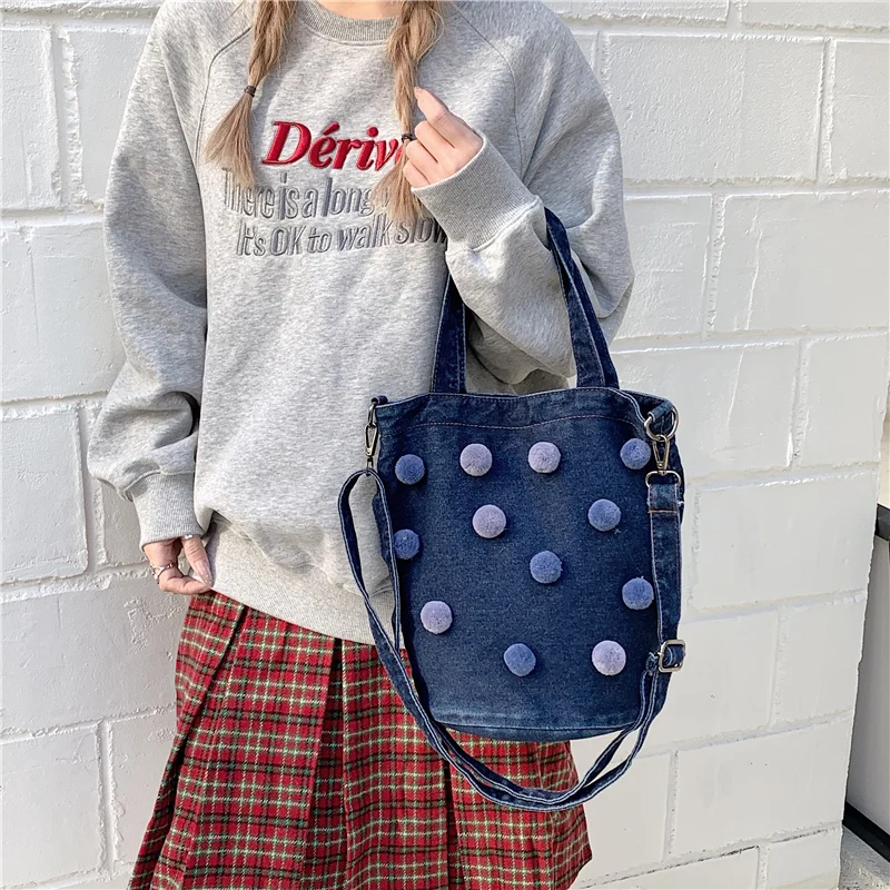 

Women Casual Denim Shoulder Bag Vintage Soft Crossbody Bag lightweight Ladies Fashion Hobo Purse Commuter Work Office Retro Sac