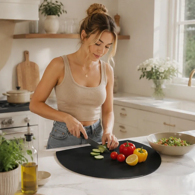 Non-Slip Wear-Resistant TPU Chopping Board - Semicircular Heat Resistant Cutting Board Double-Sided for Fruit and Kitchen