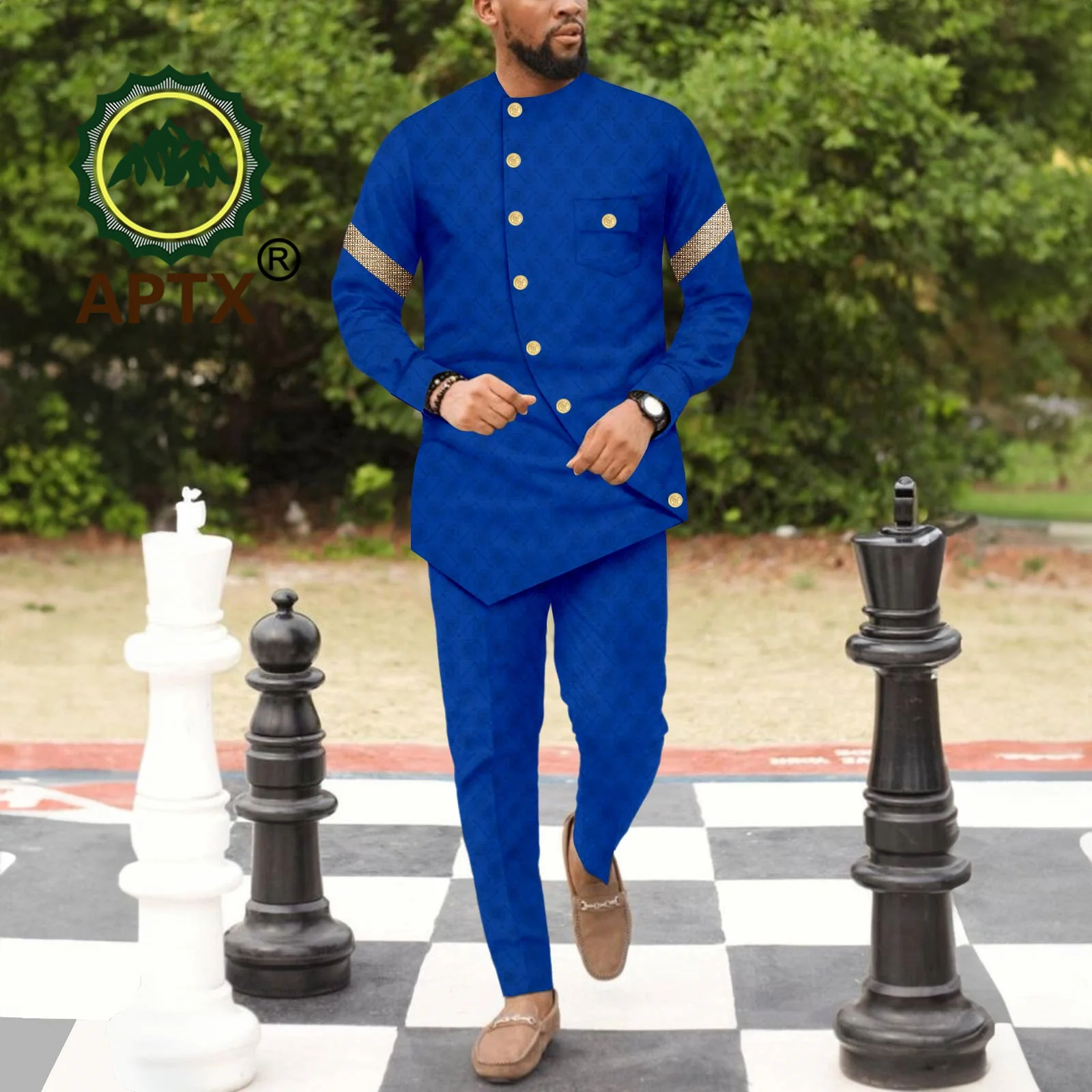 African Clothing Men designed Jacket Pants 2 Pieces Set Traditional Wedding Bazin Riche Attire African Men Suit Outfits 2416041