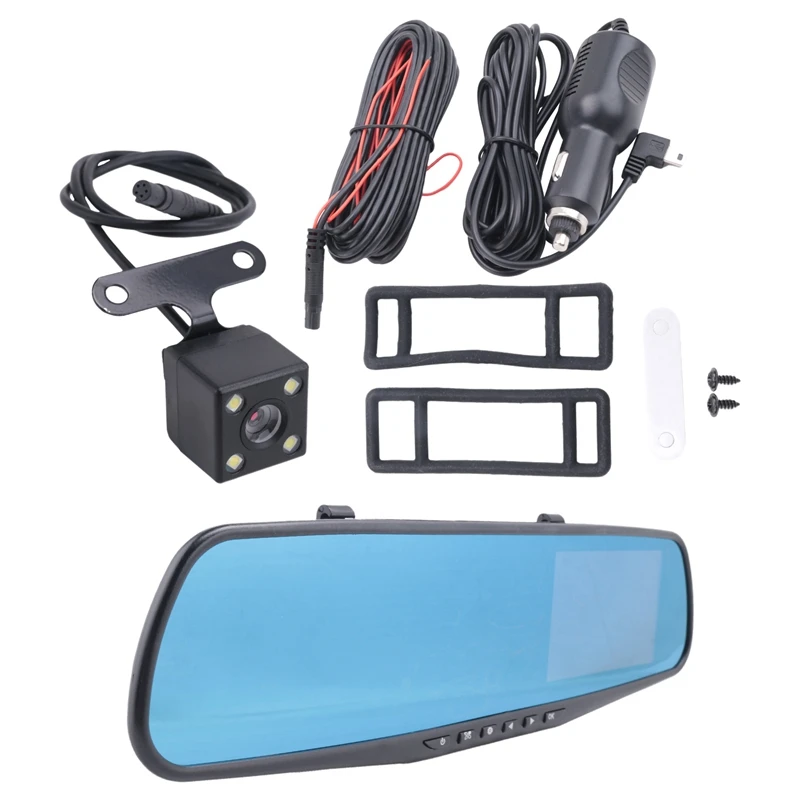 Pop 4.3 Inch Car DVR Rearview Mirror Driving Video Recorder Dual Super Hot Rear Camera Dash Cam
