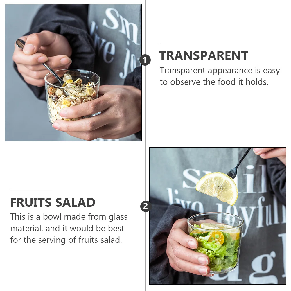 

3 Pcs Household Bowl Glass Tableware Salad Bowls Dessert Dish Fruit Plate Home Sauce Container Practical