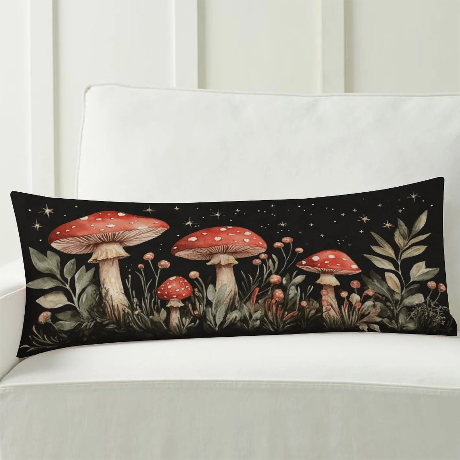 Mushroom Forest Glow-in-the-Dark Themed Pillowcase, Stylish Long-Pile Plush Pillow Sham, Soft Decorative Double-Sided Printed La