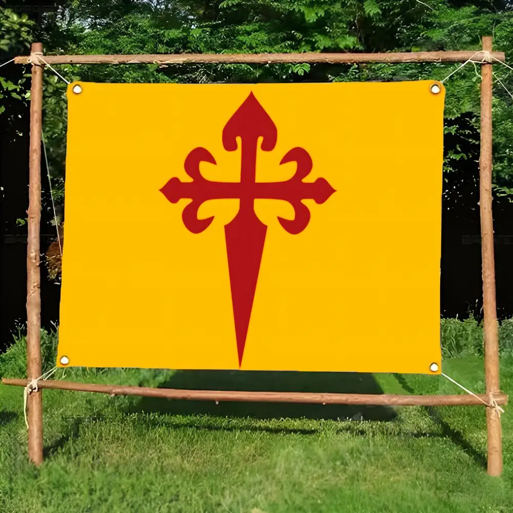spanish chivalry emblem S-Order of Santiago Flags Daily four ring borderless design indoor outdoor decor easy hang install