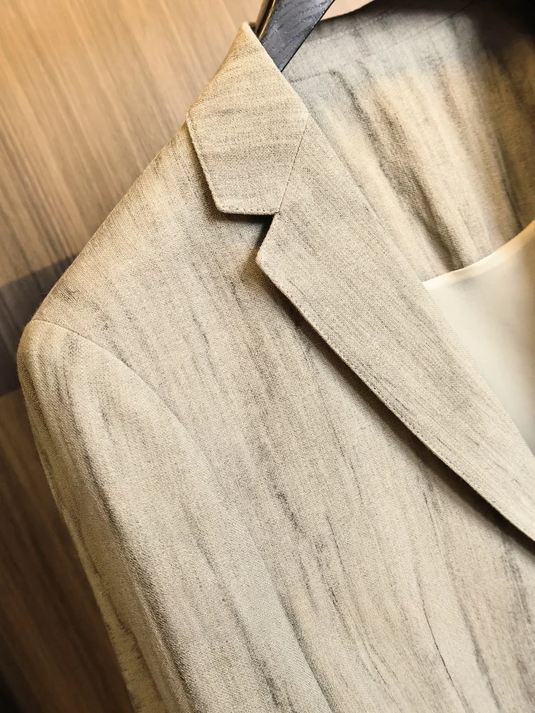 Men's Spring Casual Breathable Linen Mix Fibre Light Business Daily Flat Collar Suit Fashion Urban Style Long Sleeve Single B...