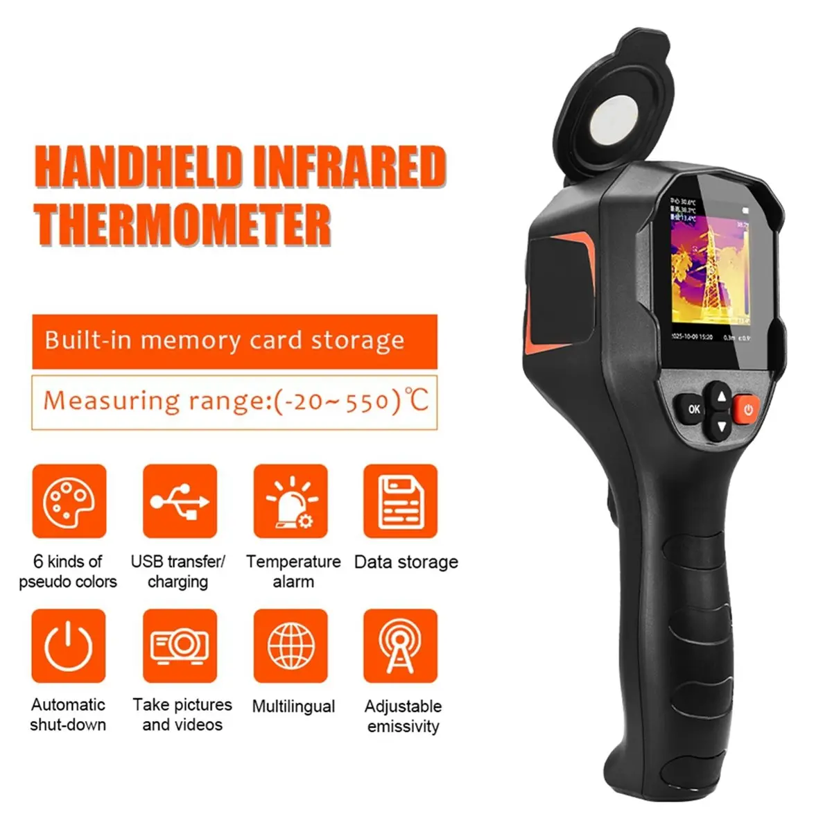 Handheid Infrared Thermal Imager -20-550℃ Recharge Battery Camera TISR 240x240 High Refresh Rate Image Stabilization