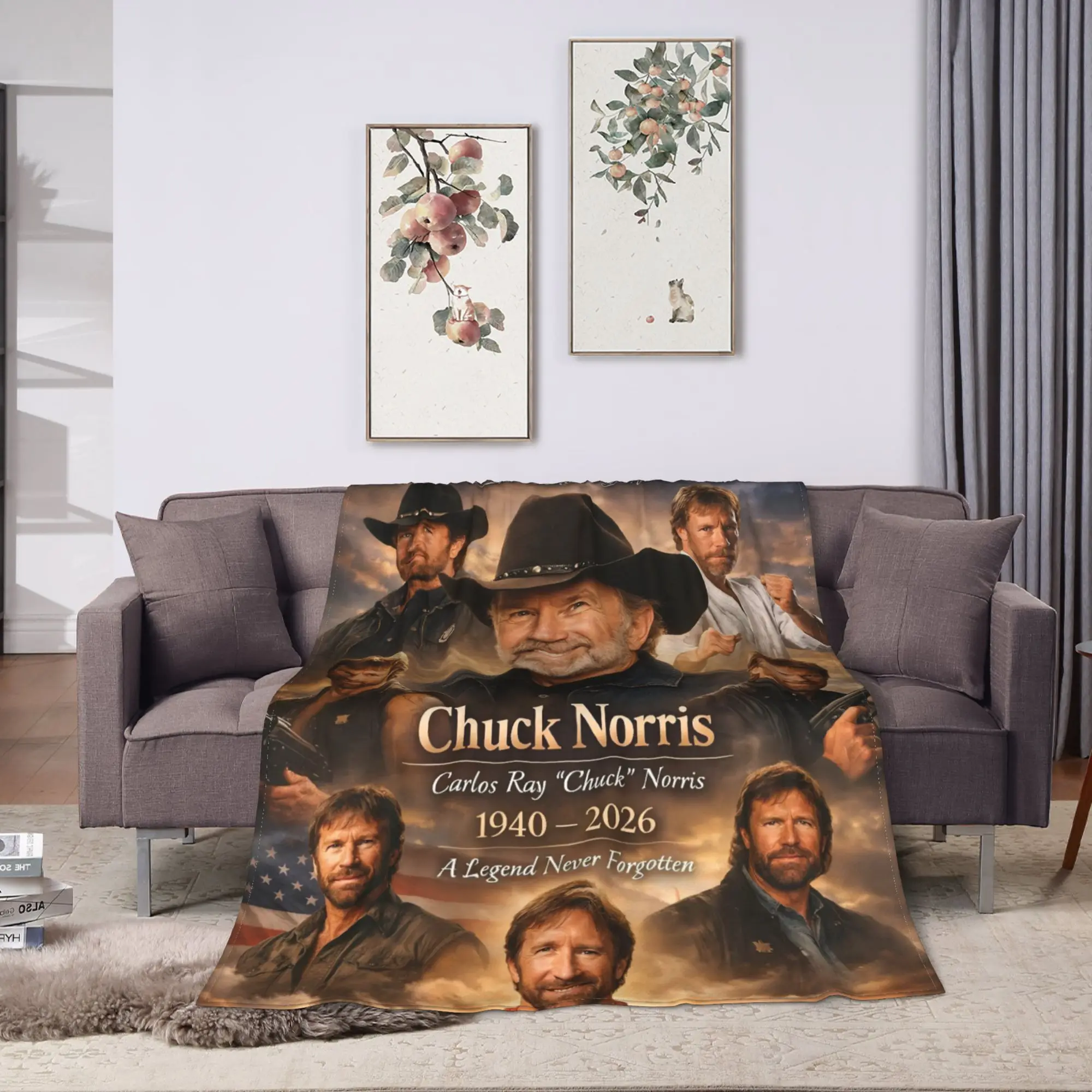 Chuck Norris Blankets  Decorative Flannel Throw Blanket For Couch Chair Sofa Bed Warm Custom Quality Bedspread Birthday Gift