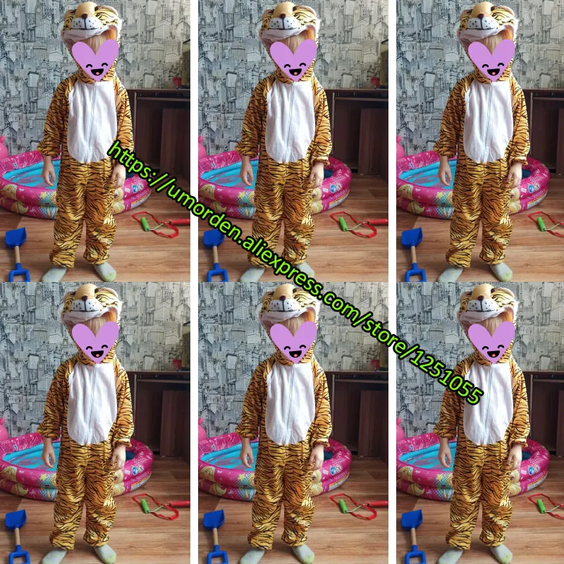 Umorden 2-8Y Toddler Kids Child Tiger Costume Jumpsuit Hoodie for Boys Girls Animal Themed Party Fancy Dress