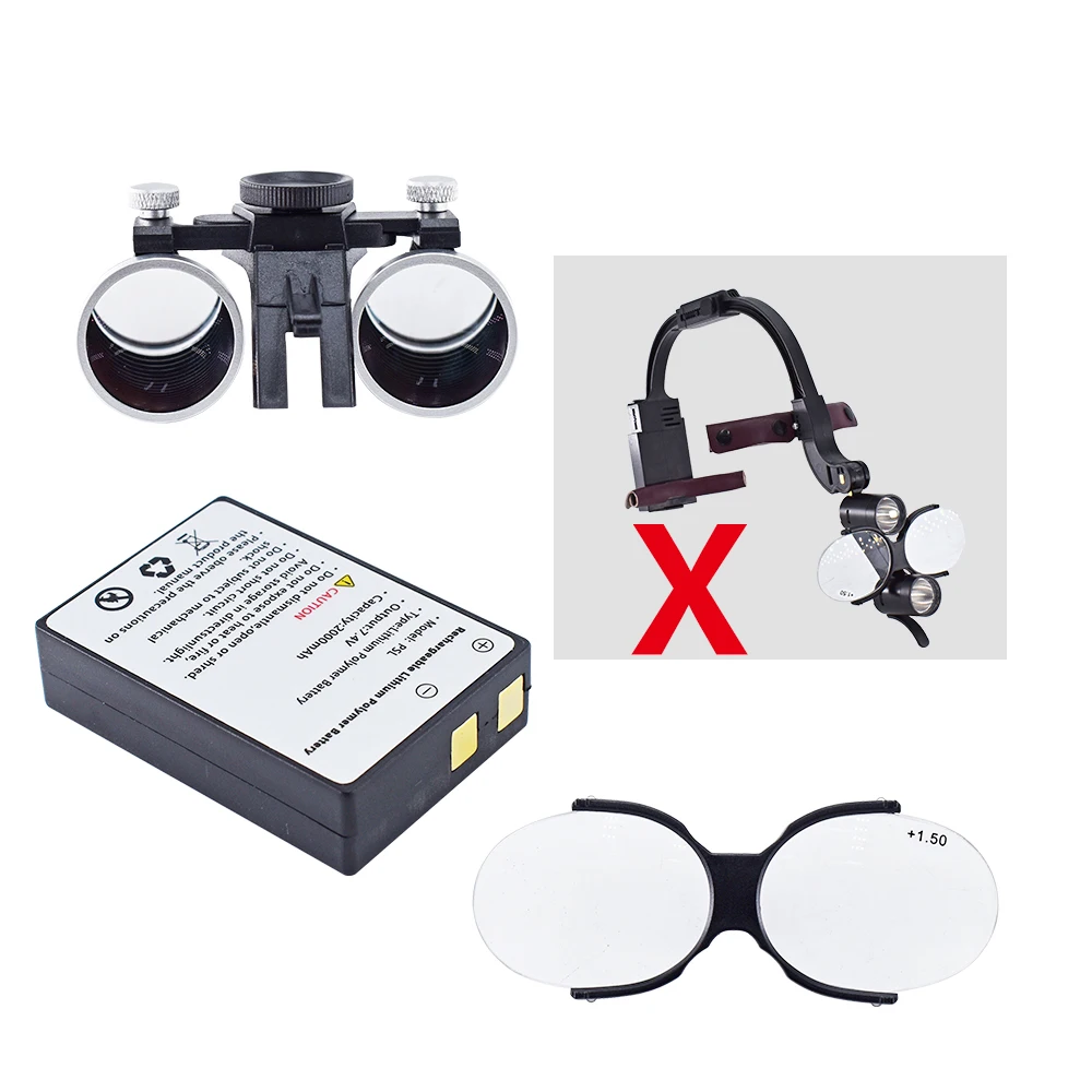 Dental LED Headlight Binocular Loupes 2.5X/3.5X 5W Surgical Headlamp accessories Spare parts lithlum battery Dentistry Magnifier