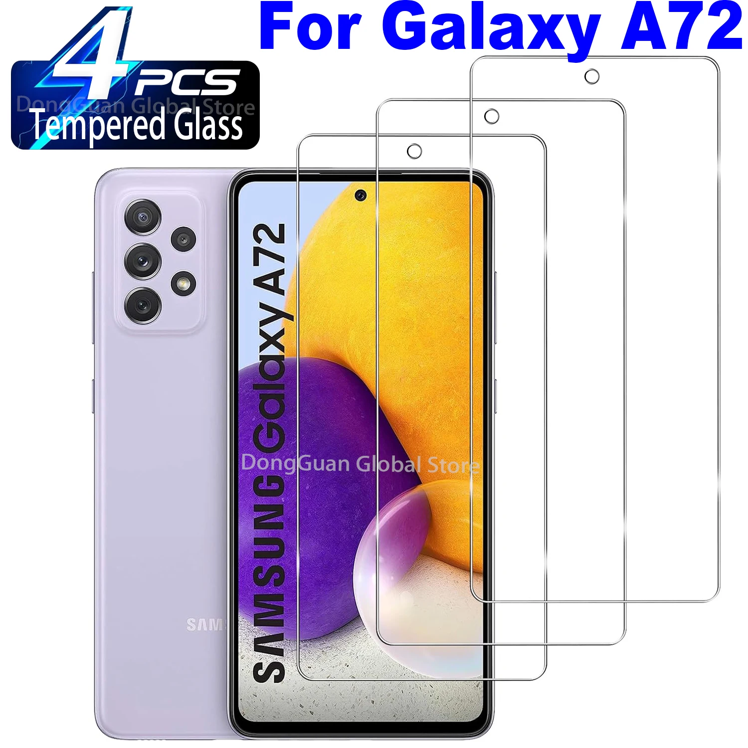 

2/4Pcs Tempered Glass For Samsung Galaxy A72 Screen Protector Glass Film