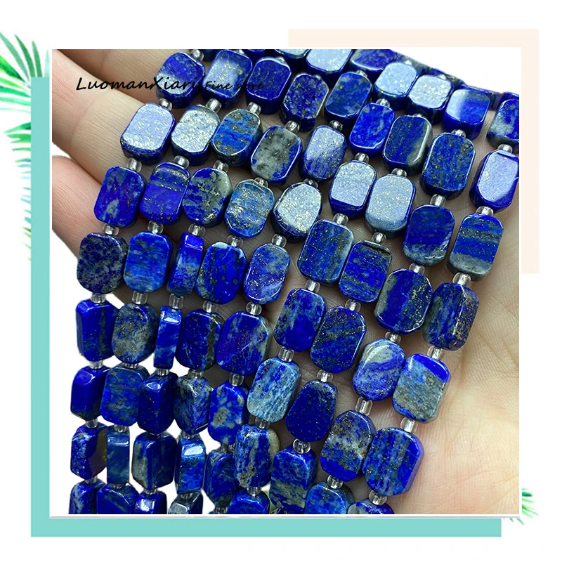 8x12MM Natural Stone Special Flat Rectangle Lapis Lazuli Loose Spacer Beads for Jewelry Making Diy Bracelet  Charms Accessories