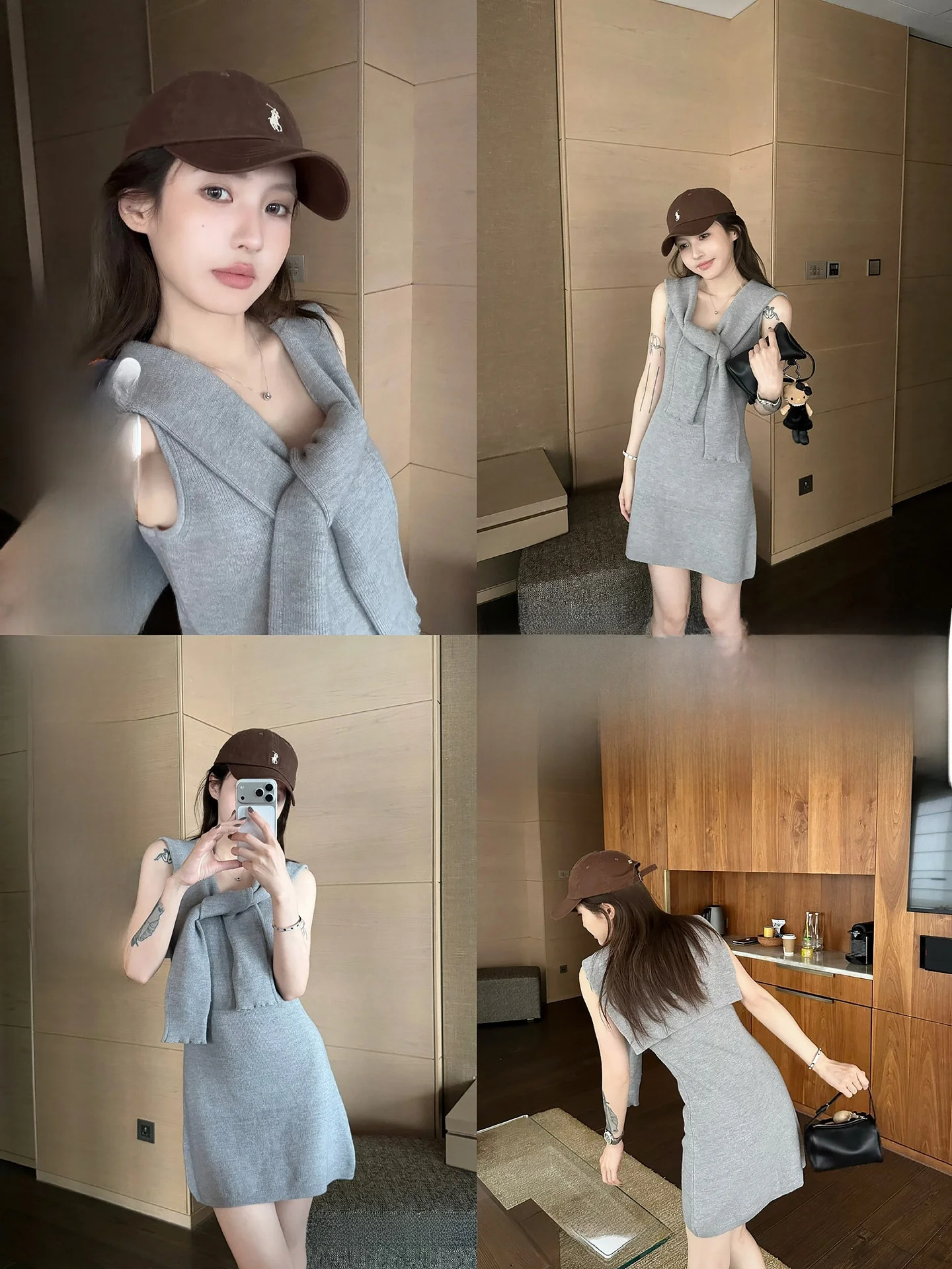 

Женское платье-накидка NingSi Grey Splice без рукавов, весеннее, в корейском стиле, повседневное, приталенное, А-силуэт, вязаное, короткое