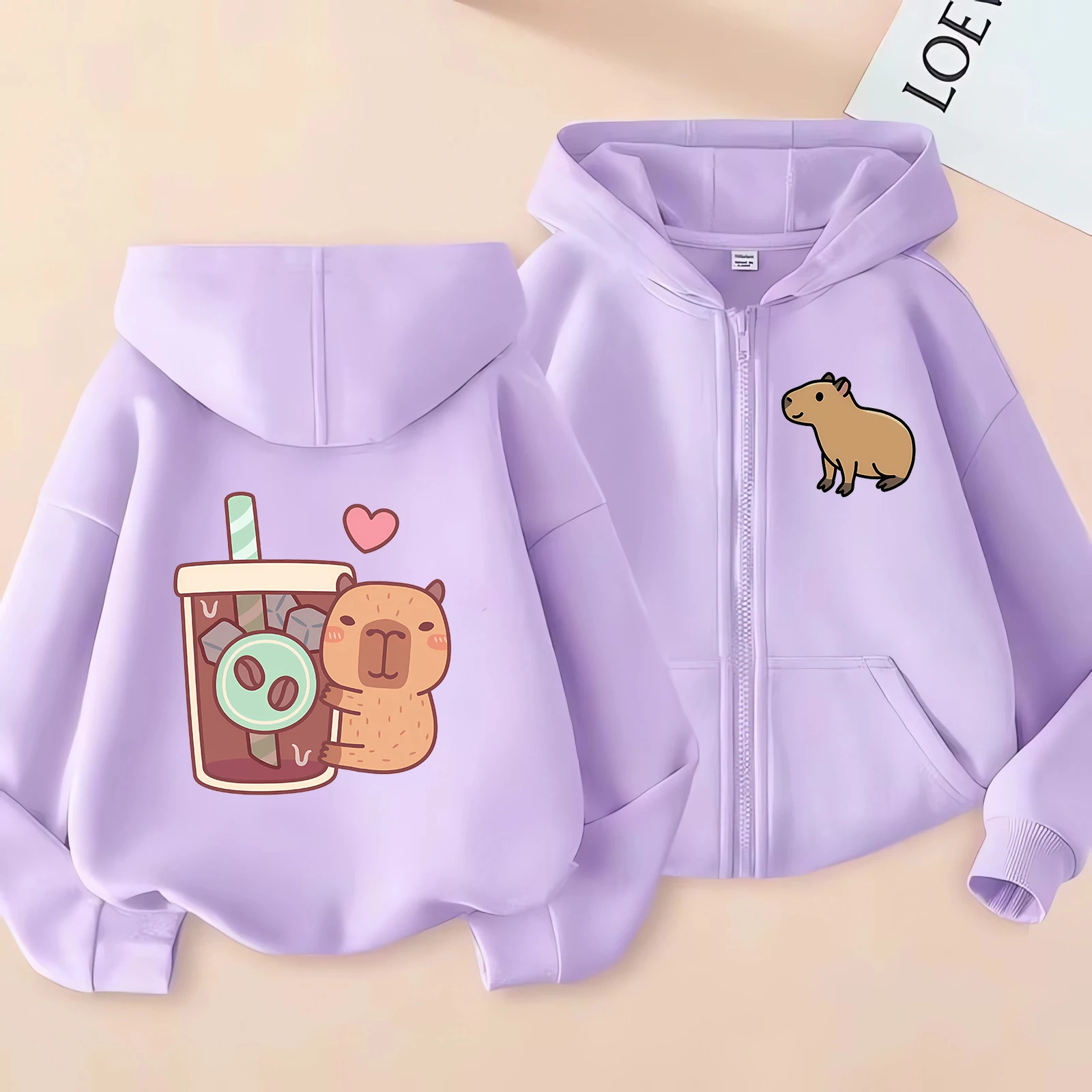 Zip Up Hoodie Kawaii Kids Capybara Children's Hoodie Zipper Children Capibara Sweatshirt Manga Clothes Kid Girl Boy Top Hoody