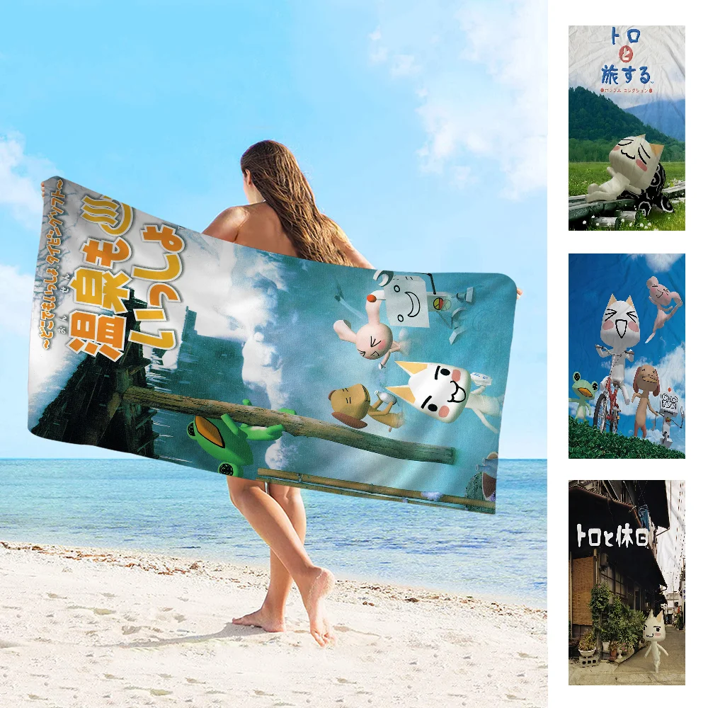 Inoue Toro Cute Cat Microfiber Printed Beach Towel Mountain Climbing Yoga Beach Swimming Running Absorbent Soft Towel