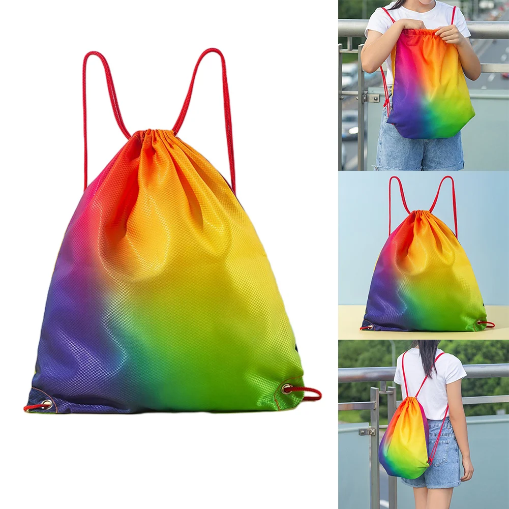 1pc Backpack Polyester Outdoor Colorful Waterproof Wet Dry Separation Backpack Swimming Basketball 45x40cm Drawstring Design