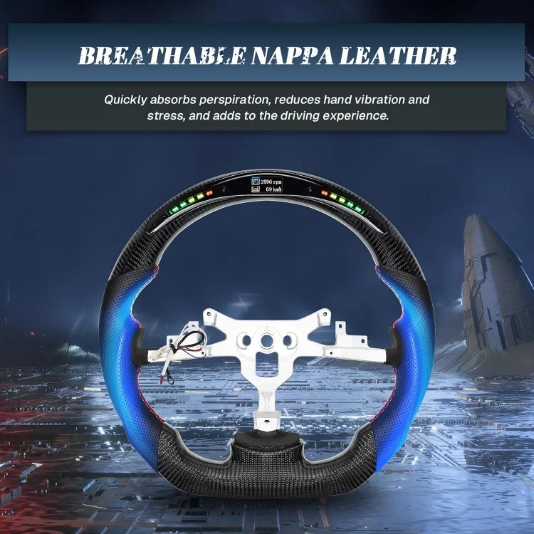 Carbon Fiber Steering Wheel for Chevrolet Corvette C6 D-shaped Flat-bottom Steering Wheel with LED  Without airbags