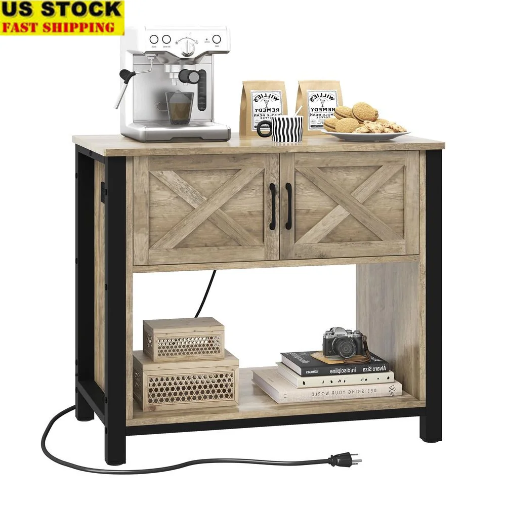 

Storage Sideboard Cabinet with 2 Doors Buffet Table Coffee Bar Console Table Kitchen Living Room Entryway Storage Solutions
