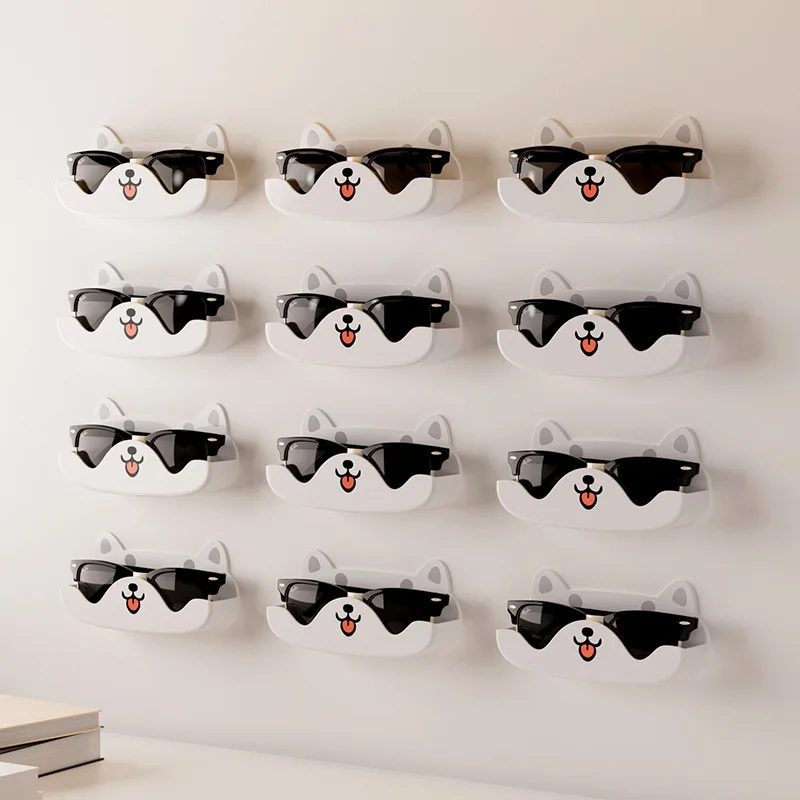 Wall Mounted Storage Organizer Cute Eyewear Storage Cartoon Glasses Holder Stable Sunglasses Display Rack For Home Bedroom Wall