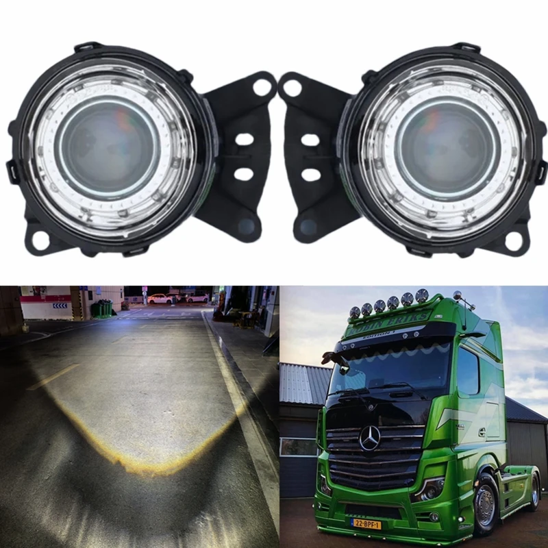 1pair Emark E4 white Led Fog Light  Headlights For Mercedes-Benz Actros MP4 Truck 2011-2018 2019 Oem 9608200556 9608200456