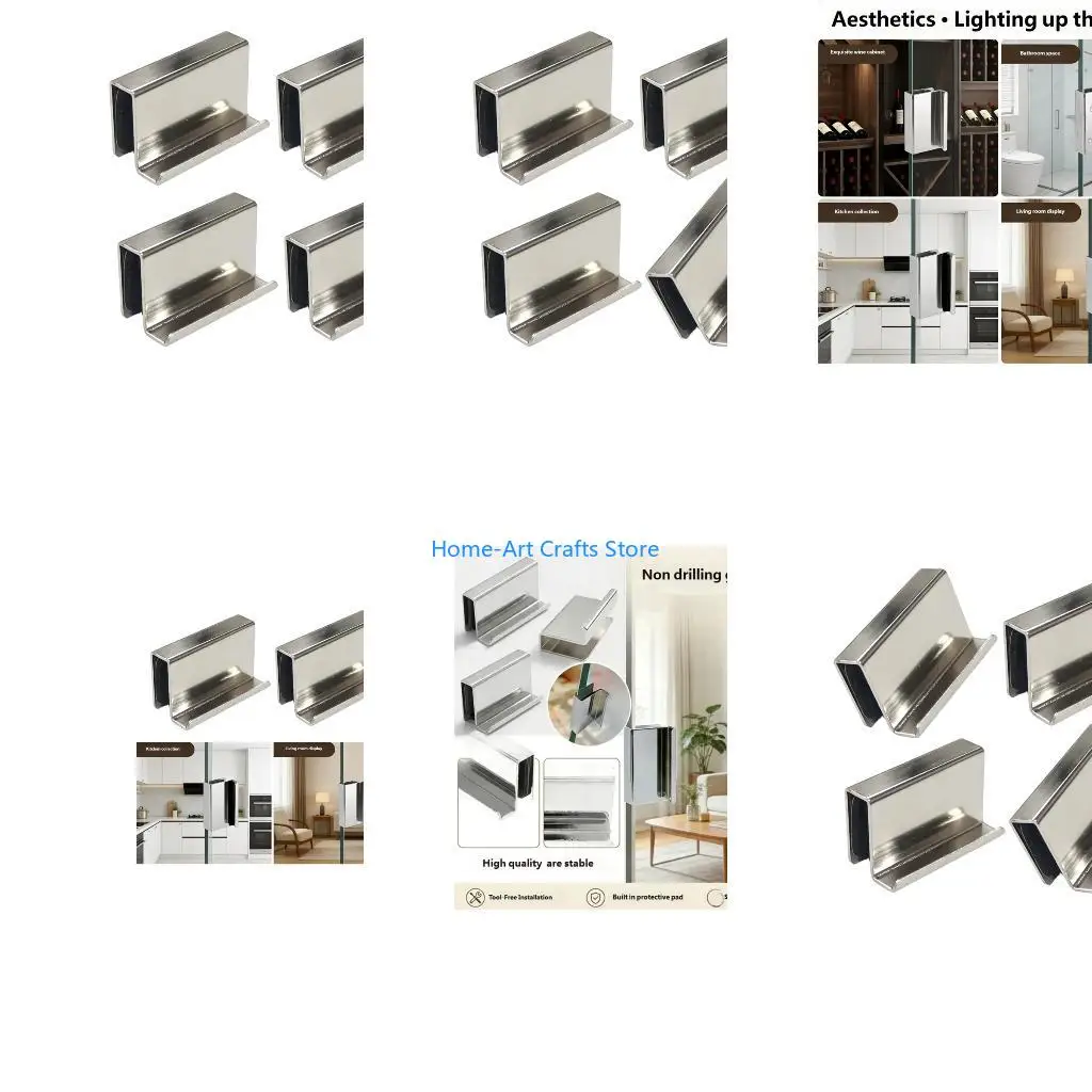 Y3NA 4 Piece Modern Glass Door Handle Not Slip Design Strong Fixtures Scratch Resistant for Furniture Installation