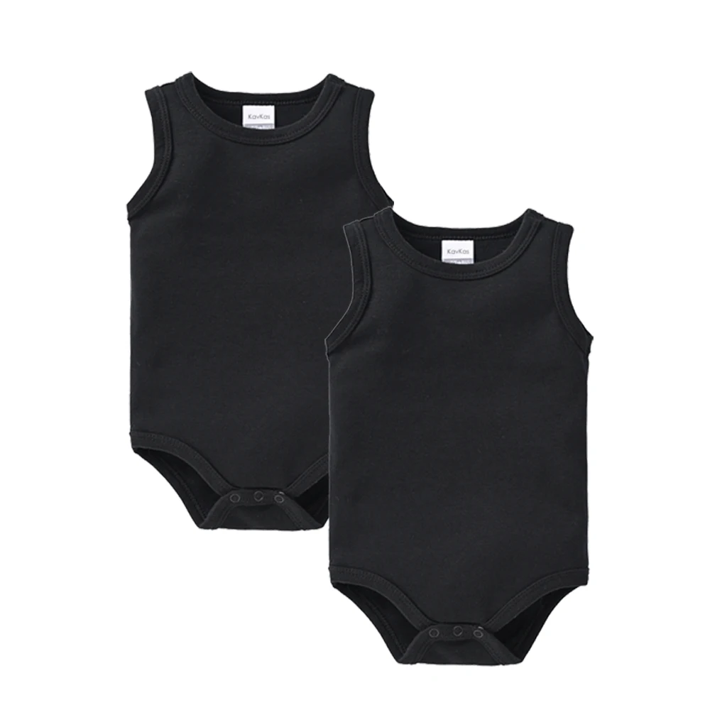 Kavkas 2 Pcs/lot Summer Baby Boy Girls Clothes Vest Design 100% Cotton Sleeveless Newborn Clothing