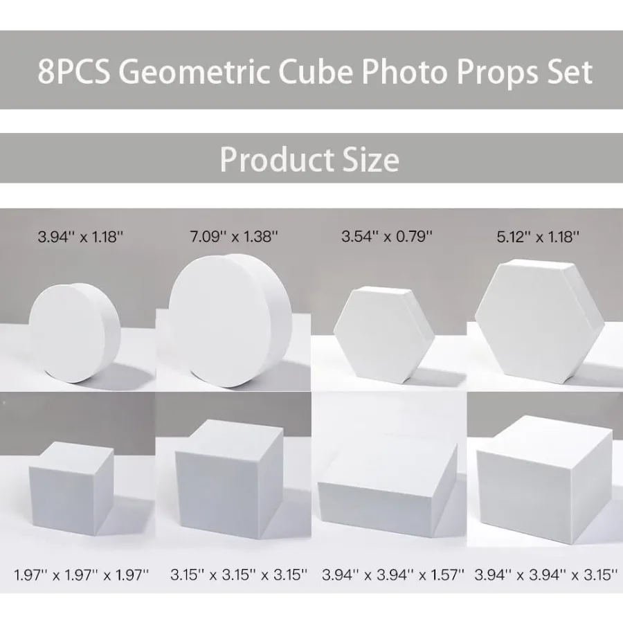 8PCS Geometric Cube Photo Props Set Hard Foam Photography Background Props for Goods Crafts Lipstick Jewelry Cosmetics Makeup T - Image 5
