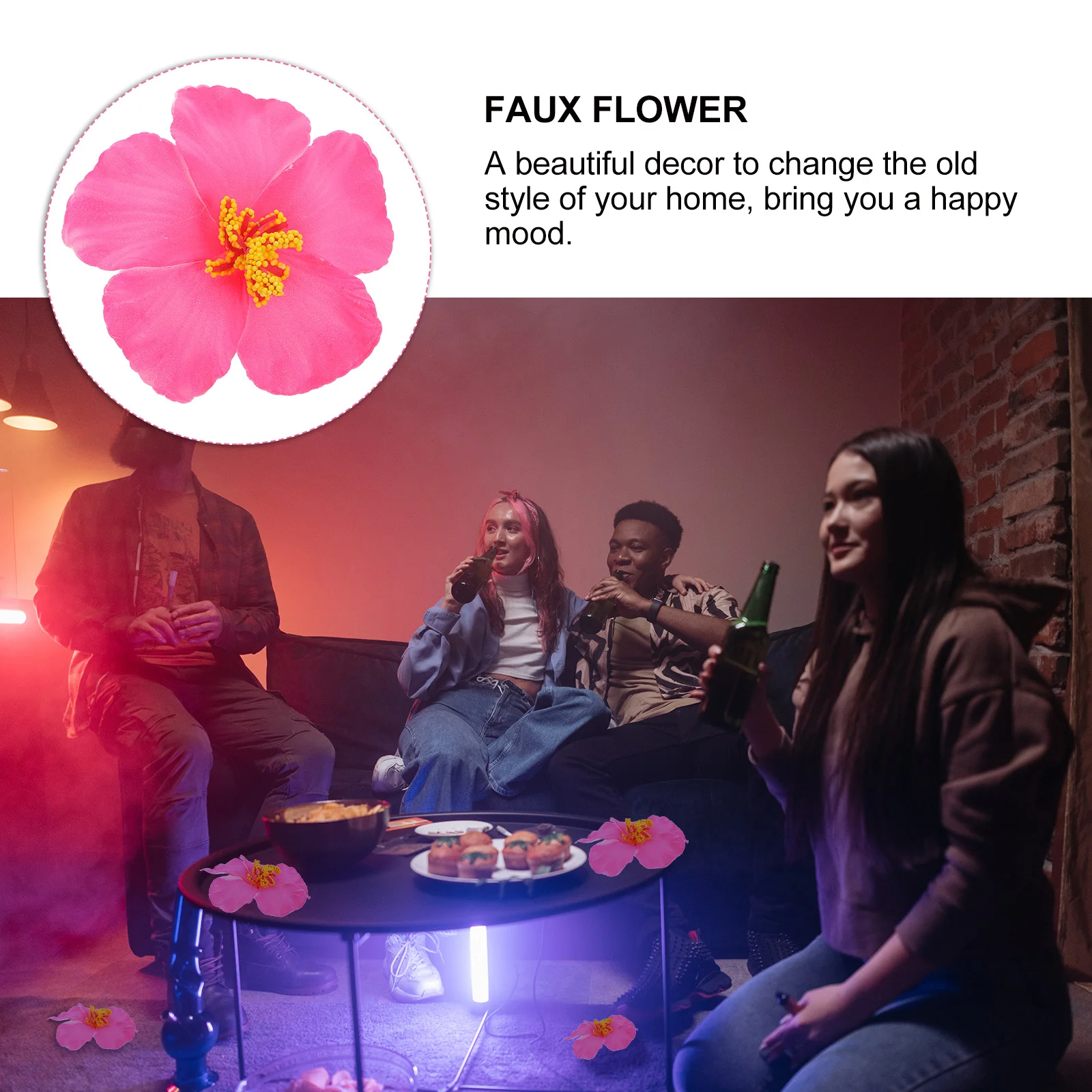 10 قطعة زينة زهرة اصطناعية الوردي الكركديه زهور الحفلات للمنزل مقهى فندق مأدبة كعكة استحمام الطفل التصوير الفوتوغرافي