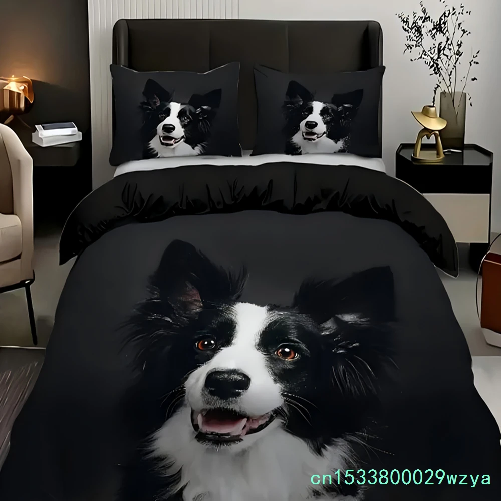 Pet Dog Sheepdog 3D Printed Quilt Cover Set Pillowcase Cute Animals Bedding Set For Kids Teens Adults Polyester Quilt Cover