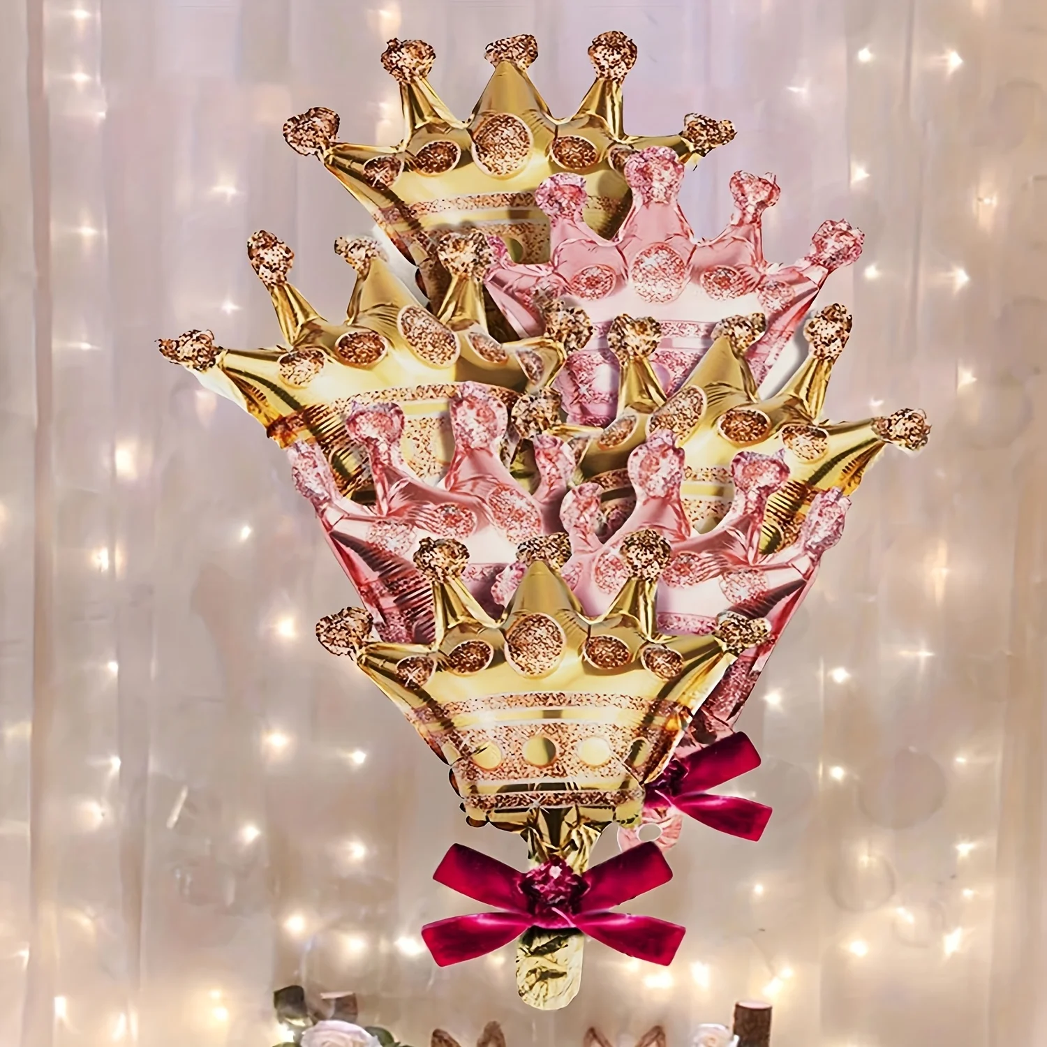 12 Stück Mini goldene rosa Kronenballons Aluminiumfolie Ballon Set Geburtstag Party Dekoration Jahrestag Valentinstag Dekoration