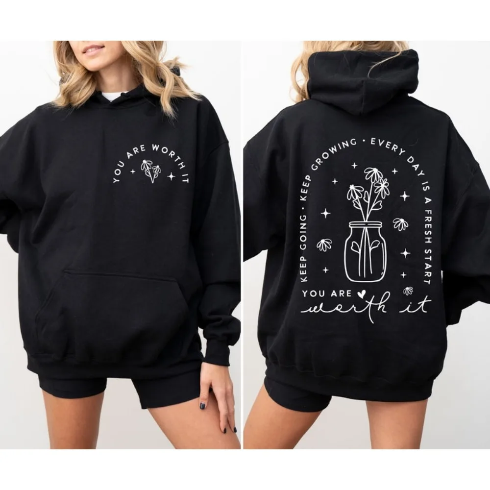 당신은 그럴 만하다 후드티 계속 가는 것이 필요하다 후드티 긍정적인 인용문 동기 부여 후드티 자기 사랑 영감을 주는 겨울 풀오버