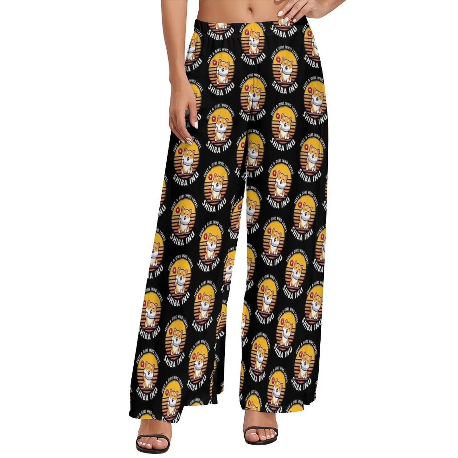 

Vintage Shiba Inu Dog Pants Women Streetwear Trousers High Waist Kawaii Wide Leg Pants Birthday Present