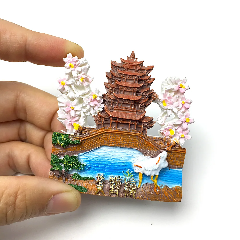 

Resin Material Refrigerator Magnet Chinese Style Pavilion Landscape Magnetic Decorative Sticker