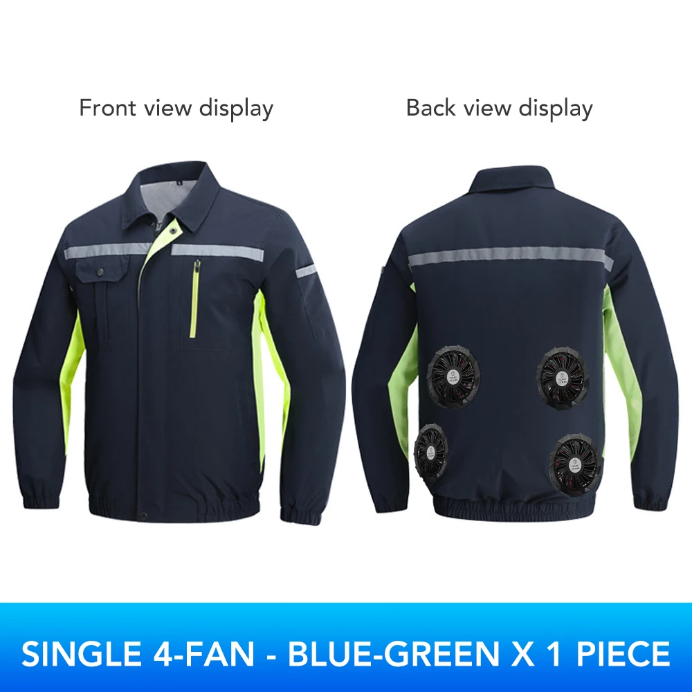 Summer Cooling Fan Jacket Four Hole Men Women Air Conditioning Refrigeration Clothes with Reflective Stripe Outdoor Work Clothes