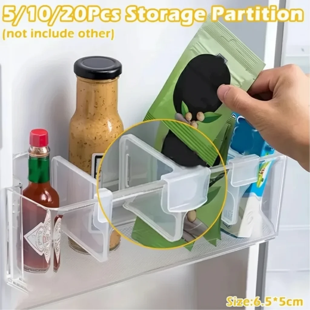 Partition Refrigerator Storage Organizer Side Door Divider Clips for Kitchen Bottle Rack Assortment