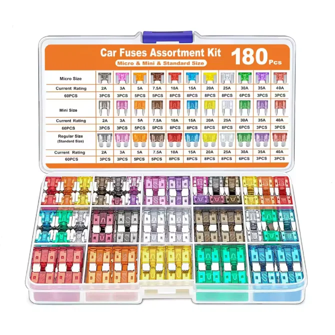 300pcs 180pcs Fuse Combo Kit Micro Mini Standard Insert Fuse 2A-40A Blade Fuse Inserts