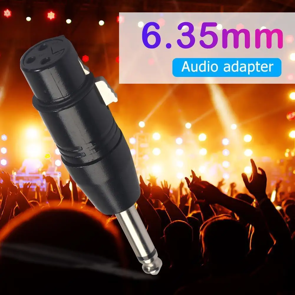 3Pin XLR Female to 1/4 inch 6.35mm Male Plug Mono Microphone Adapter Connector