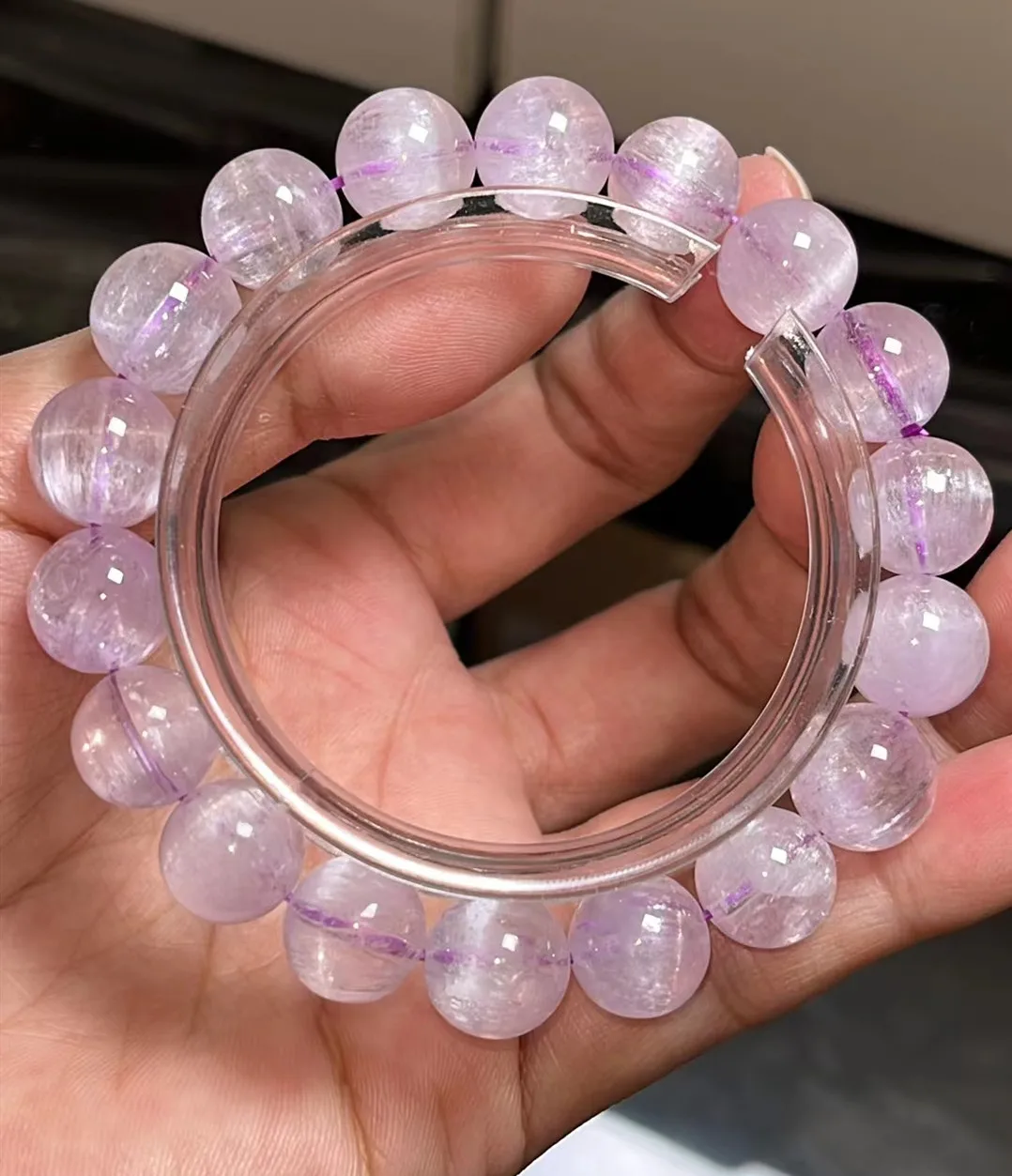 Natural Purple Kunzite Bracelet Cat Eye Round Beads 11mm Women Men Kunzite Fashion Bracelet Jewelry AAAAAA