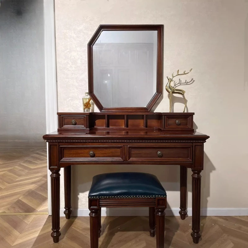 dresser gold silk yellow sandalwood country retro bedroom storage solid wood makeup table