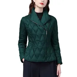 Doudoune matelassurera en duvet de canard blanc pour femme, haut court mince, manteau matelassé léger, veste décontractée coréenne, mode d'hiver chaude, violet
