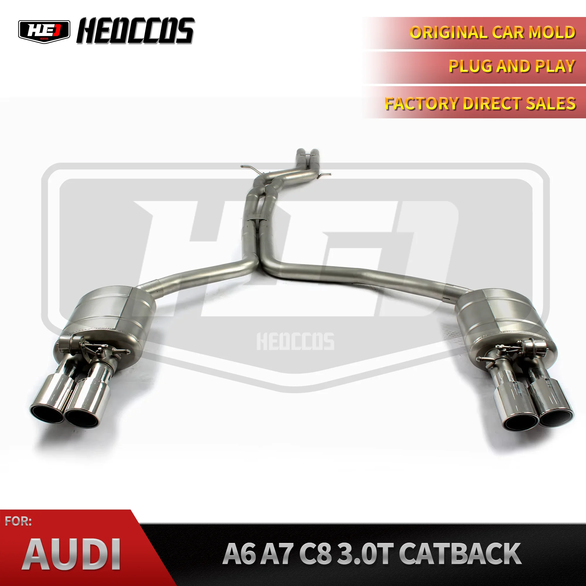 

HEO Performance Valve Exhaust For AUDI A6 A7 C8 3.0T Catback Automotive Exhaust Pipe Upgrade RS Style