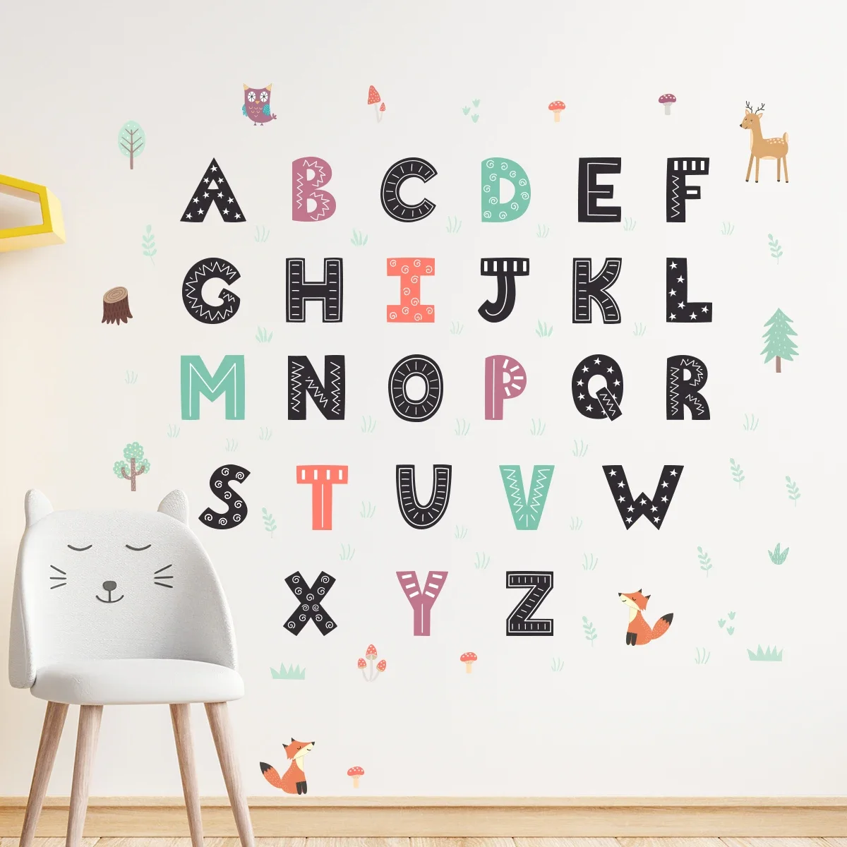 Cartoon Colorful Text Wall Sticker for Children Room Baby Room Decor Learn English Kids Room Decoration Living Room Wall Decals