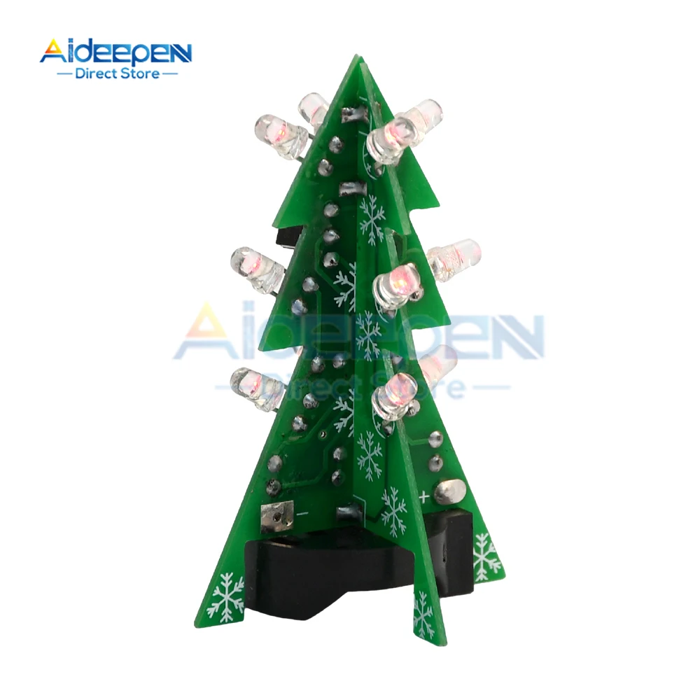 มินิ3D ต้นคริสต์มาสบัดกรีปฏิบัติอิเล็กทรอนิกส์วิทยาศาสตร์ประกอบชุด3สีกระพริบ LED PCB คณะกรรมการเชื่อมชิ้นส่วนการปฏิบัติ